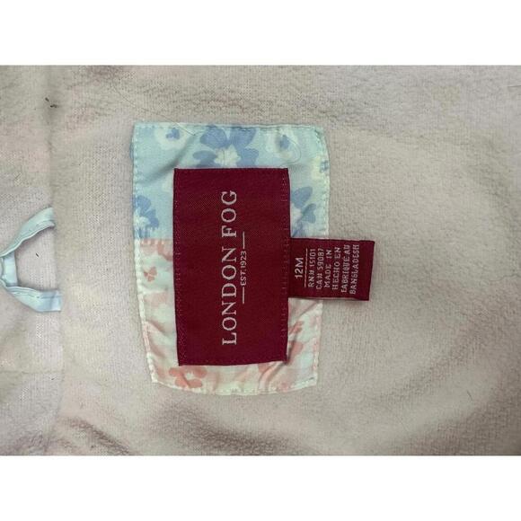 London Fog multicolored patchwork zip front ruffled hooded raincoat Size 12M - Picture 6 of 7
